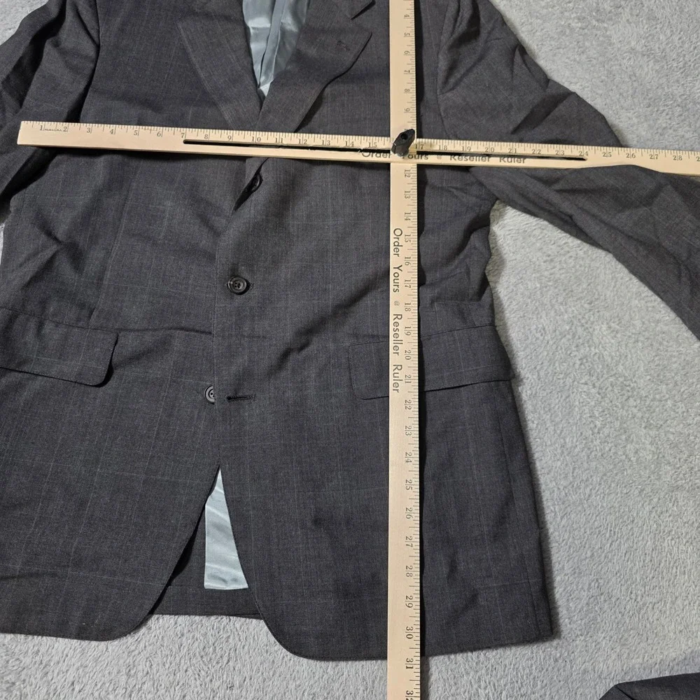 Woody's Mens 43R 34x31 2-Piece Suit Charcl Grey Windowpane Check 3-Button Blazer